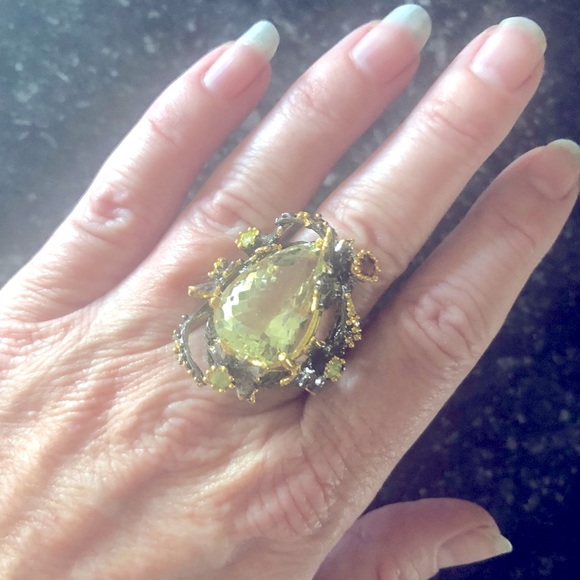Prasiolite Green Amethyst Stunning Statement Ring - Picture 3 of 7